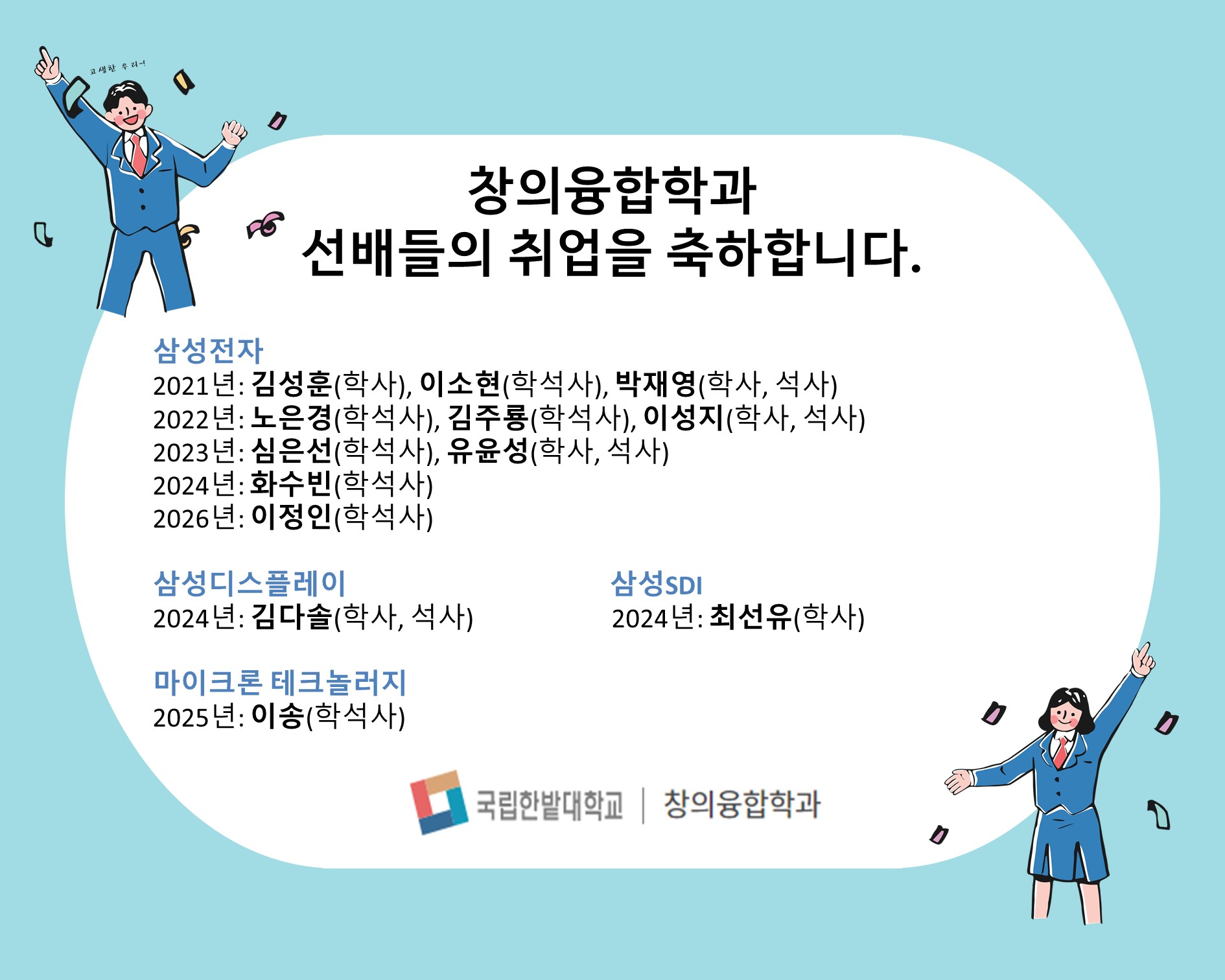 취업을 축하합니다